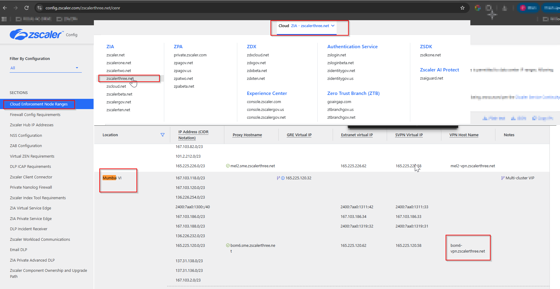 Zscaler Cloud Enforcement Node Ranges: selecting the nearest VPN Host Name